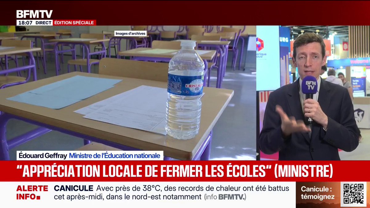 Canicule: le ministre de l'Éducation affirme que "ceux qui souhaitent garder leurs enfants" lundi "le peuvent"