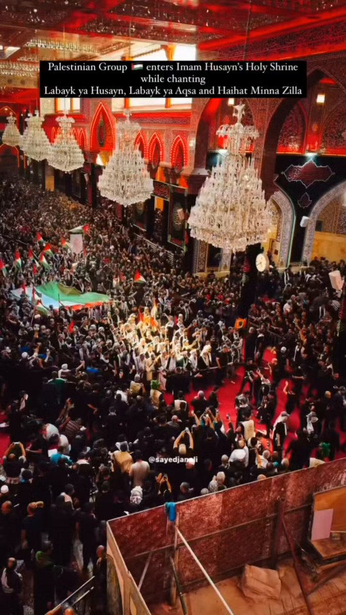 A delegation of Palestinians marches in Karabala to commerate the story of Ashura. They derive their strength and resilience from the story of Hussain AS.