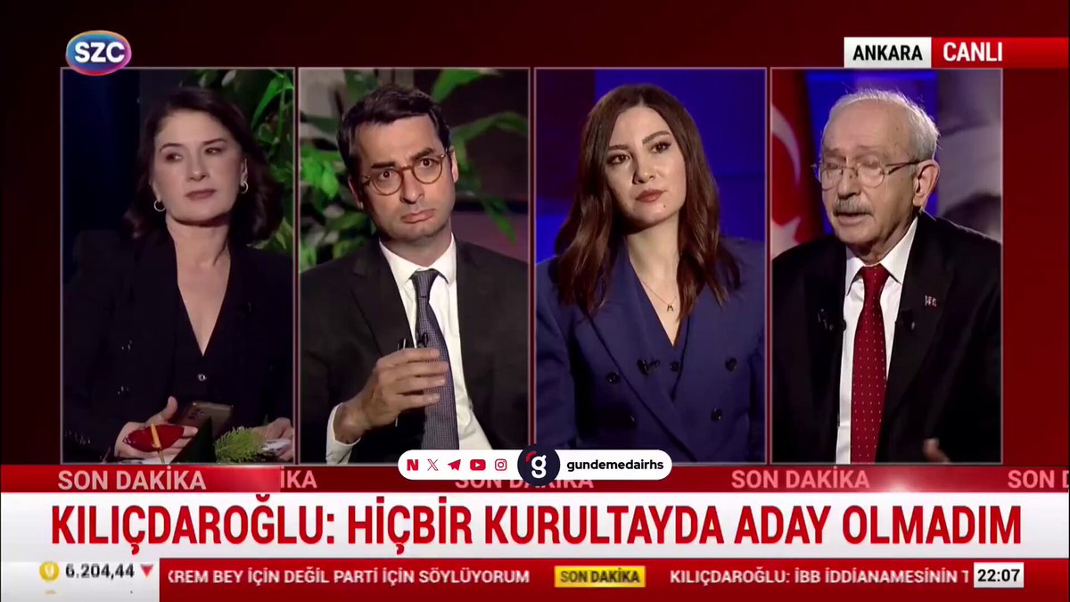 CHP Lideri Kemal Kılıçdaroğlu: Eşim tehdit ediliyor. Ya bu kadar ahlaksızlık olur mu ya? Benim eşimden ne istiyorsunuz siz ya? Ne istiyorsunuz siz? Dava açıyoruz, Özbekistan'da çıkıyor. Dava açıyoruz, Pakistan'da çıkıyor. Dava açıyoruz, Arnavutluk'ta çıkıyor.
