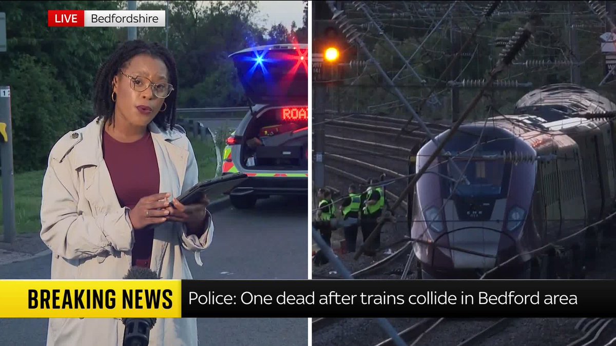 One person has died and a number of others have been injured after two trains collided south of Bedford earlier today. Shamaan Freeman-Powell reports from the scene of the collision, where a 'major incident' has been declared ⬇️ Latest: 📺 Sky 501 &amp; YouTube