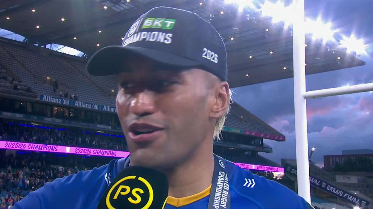 🔵 ryan wilson chats with Rieko Ioane after winning silverware with Leinster Rugby "I've loved my time here in Ireland... I'm just privileged that I've been able to experience this" 🗣️