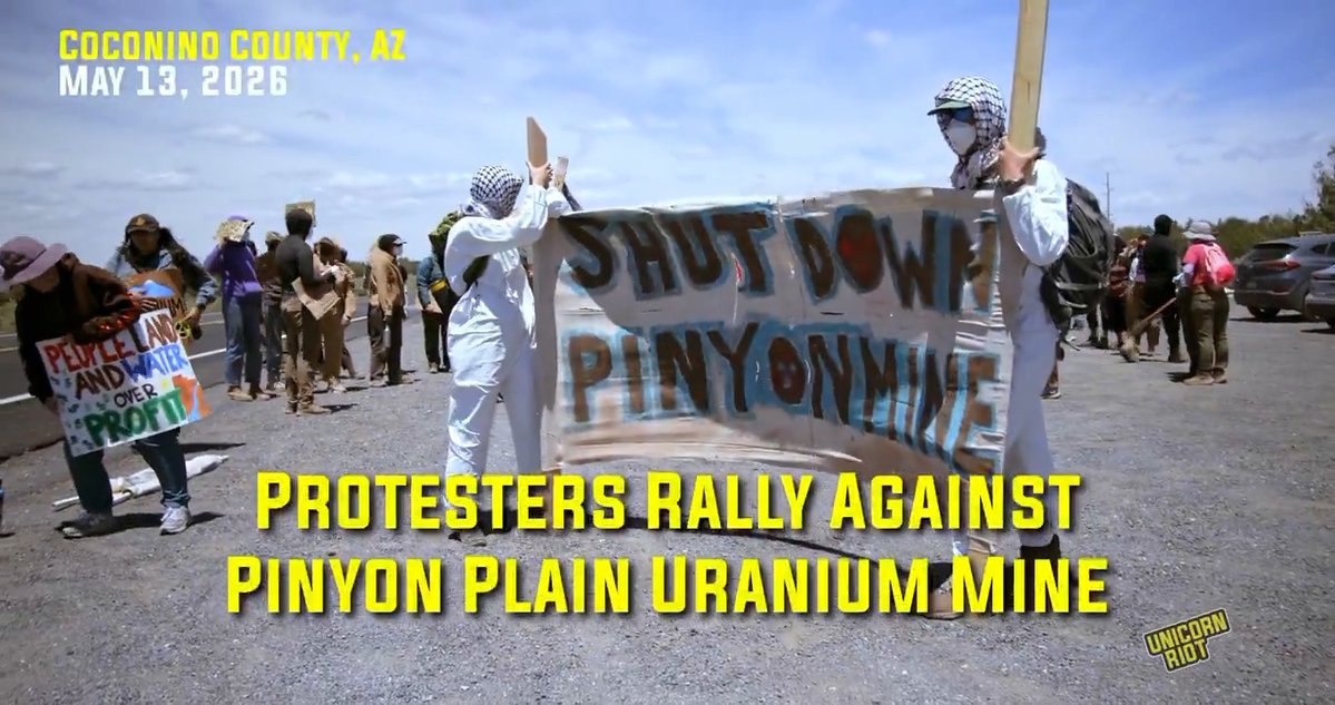 NEW: Protesters Rally Against Uranium Mine in Arizona A spontaneous blockade stopped a truck used to haul uranium ore. Protesters chanted, some vandalized the rig with anti-uranium messages & others measured the radioactivity of the trailer. Full story at our website.