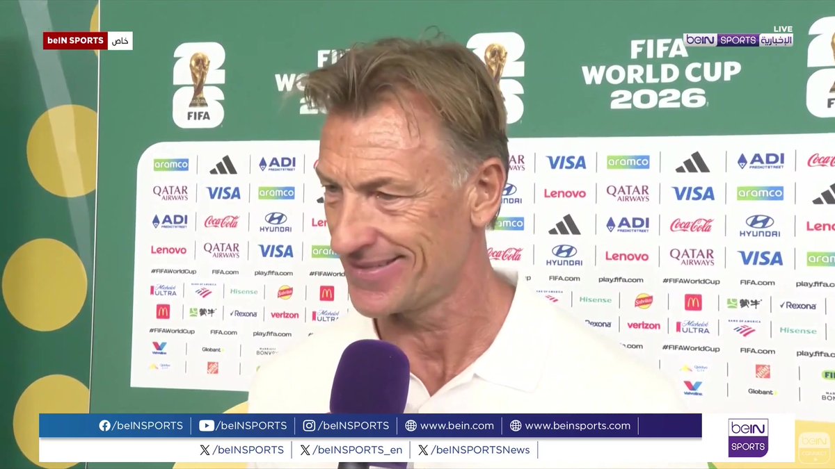 🟣🎤 لقاء خاص | في تصريح لـbeIN SPORTS عبر الفرنسي إيرفي رونار عن سعادته باللحاق بركب كأس العالم بعدما تولى تدريب منتخب تونس. من جهته شدد القائد إلياس السخيري على صعوبة المواجهة المقبلة ضد اليابان