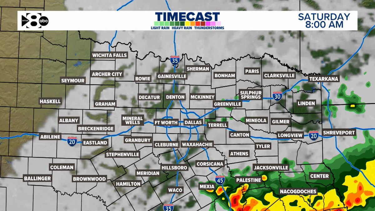Isolated to scattered showers and storms are possible on Saturday. There will be many dry hours and the slightly higher coverage of rain will be south and east of the metroplex.