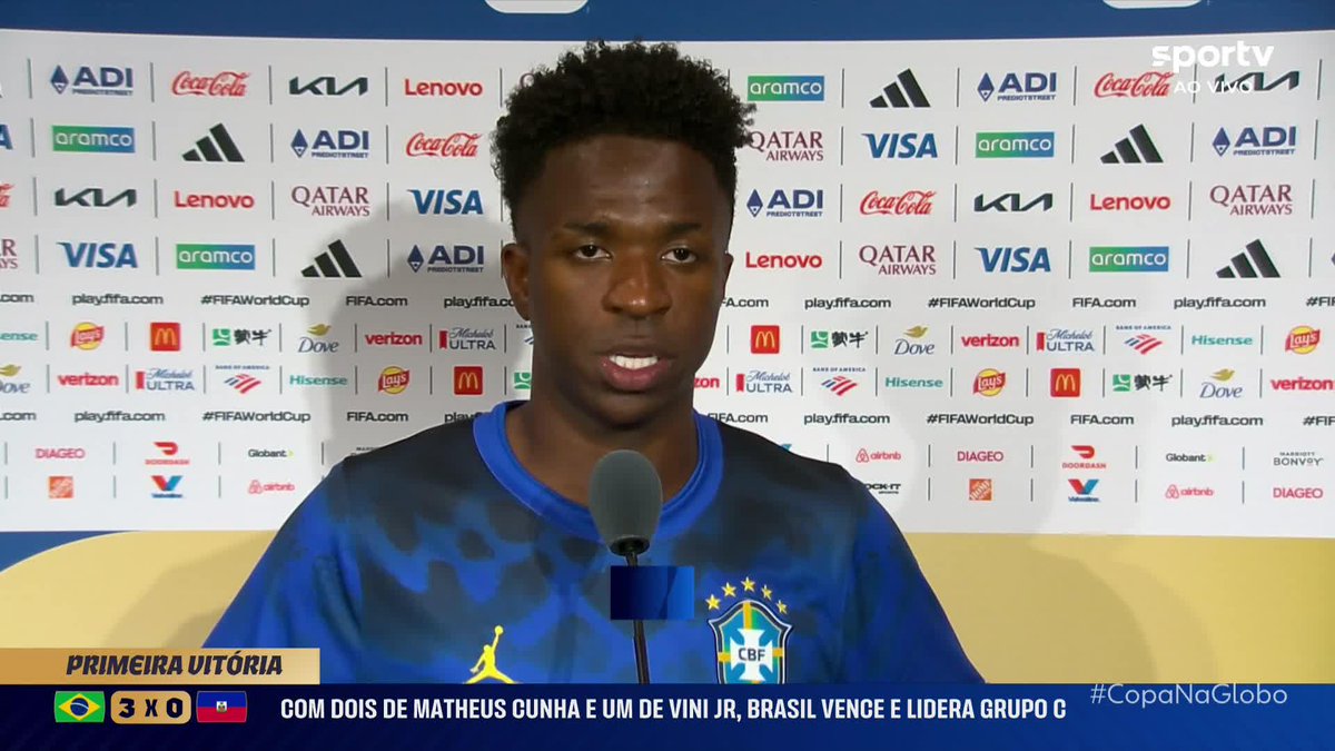 🚨VEJA: Após partida contra o Haiti, Vini Jr. analisa o jogo durante entrevista: "A vitória de hoje por três gols nos dá confiança"