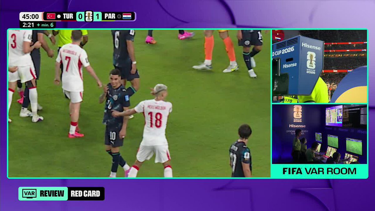 NUEVA REGLA. Miggy Almirón se tapó la boca para decirle algo a Muldur, el VAR revisó la acción y el 10 de Paraguay fue EXPULSADO sobre el final del primer tiempo. ⚽ #ESPNMundial 📺 Mirá los mejores partidos de la #FIFAWorldCup por ESPN, en el Plan Premium de #DisneyPlus