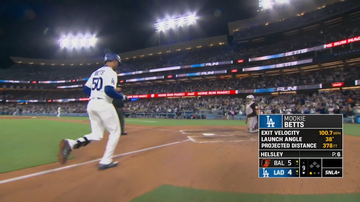 ベッツが第8号ホームラン🔥 ドジャース、9回に1点差に迫る!4-5 #ドジャース #Dodgers