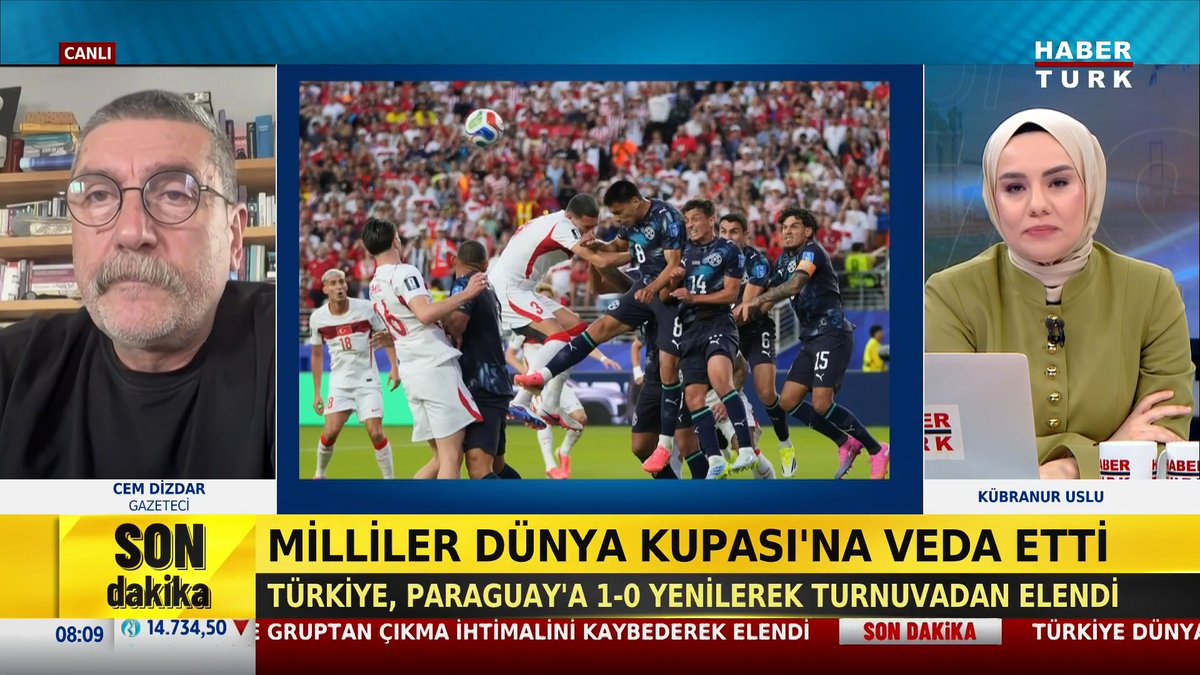 🇹🇷Milliler Dünya Kupası'na veda etti. Türkiye, Paraguay'a 1-0 yenilerek turnuvadan elendi. Gazeteci Cem Dizdar #BurasıHaftasonu'nda Kübranur Uslu'ya değerlendirdi.