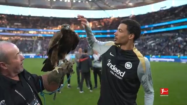 🤣🦅 When Hugo Ekitike met Frankfurt's club eagle Atilla! Happy birthday to him. ❤️‍🩹