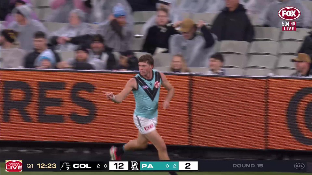 The Socceroos could've used Mitch Georgiades this morning! 👀 The star forward soccers one out of mid-air for Port's first ⚡ 📺 Watch #AFLPiesPower on Ch.504 or stream on Kayo: ✍️ BLOG 🔢 MATCH CENTRE