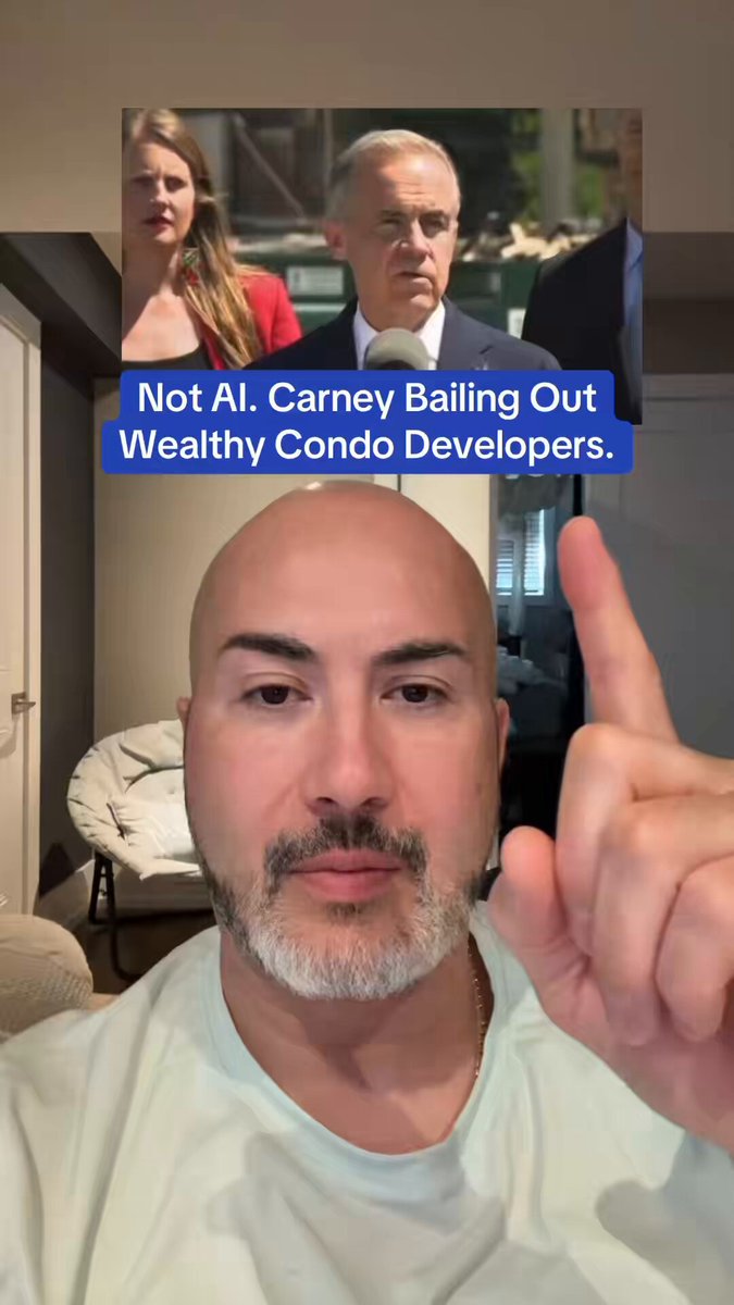 Wow. Carney announces a taxpayer funded bailout for wealthy condo developers who do not want to sell at a loss. These are his own words. He’s not even hiding it anymore.
