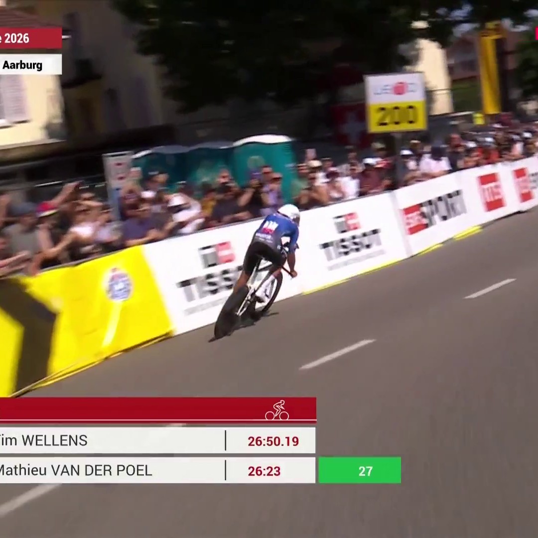 😱 Énorme frayeur et super chrono pour MVDP ! Le Néerlandais prend le meilleur temps intermédiaire, en attendant le départ des favoris, Pogacar en tête ! #LesRP #TourdeSuisse #TDS