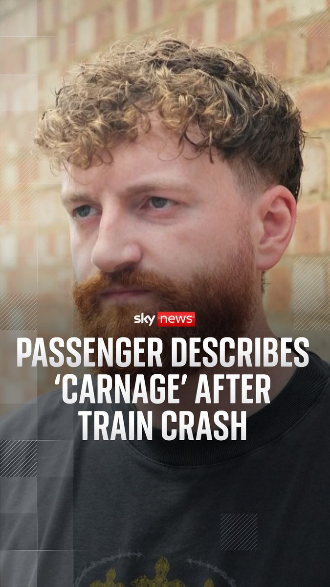 Train passenger Brett Byatt speaks to Sky's Barnaby Papadopulos as investigators work to find the cause of a crash between two trains in Bedford on Friday evening, which killed a driver and injured 100 people. Byatt says 'carnage emerged' after the crash, as he helped fellow passengers who were injured. 🔗