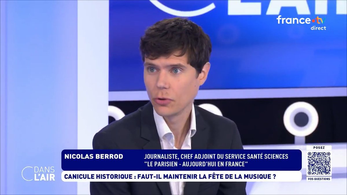 "On peut maintenant dire que cette vague de chaleur sera historique. Les journées qui viennent vont être parmi les plus chaudes que la France ait connues. Si les prévisions se confirment, on sera à un niveau équivalent à cet ovni climatique qu'a été la #canicule de 2003." Nicolas Berrod #cdanslair #climat