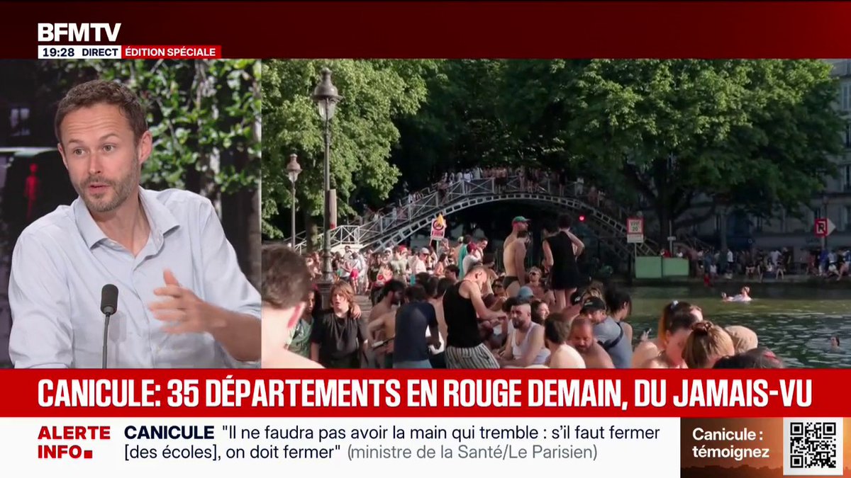 Canicule: "Paris ressemble à une fête, mais ce qu'on est en train de vivre n'est pas une fête", s'inquiète David Belliard, maire (Les Écologistes) du 11e arrondissement