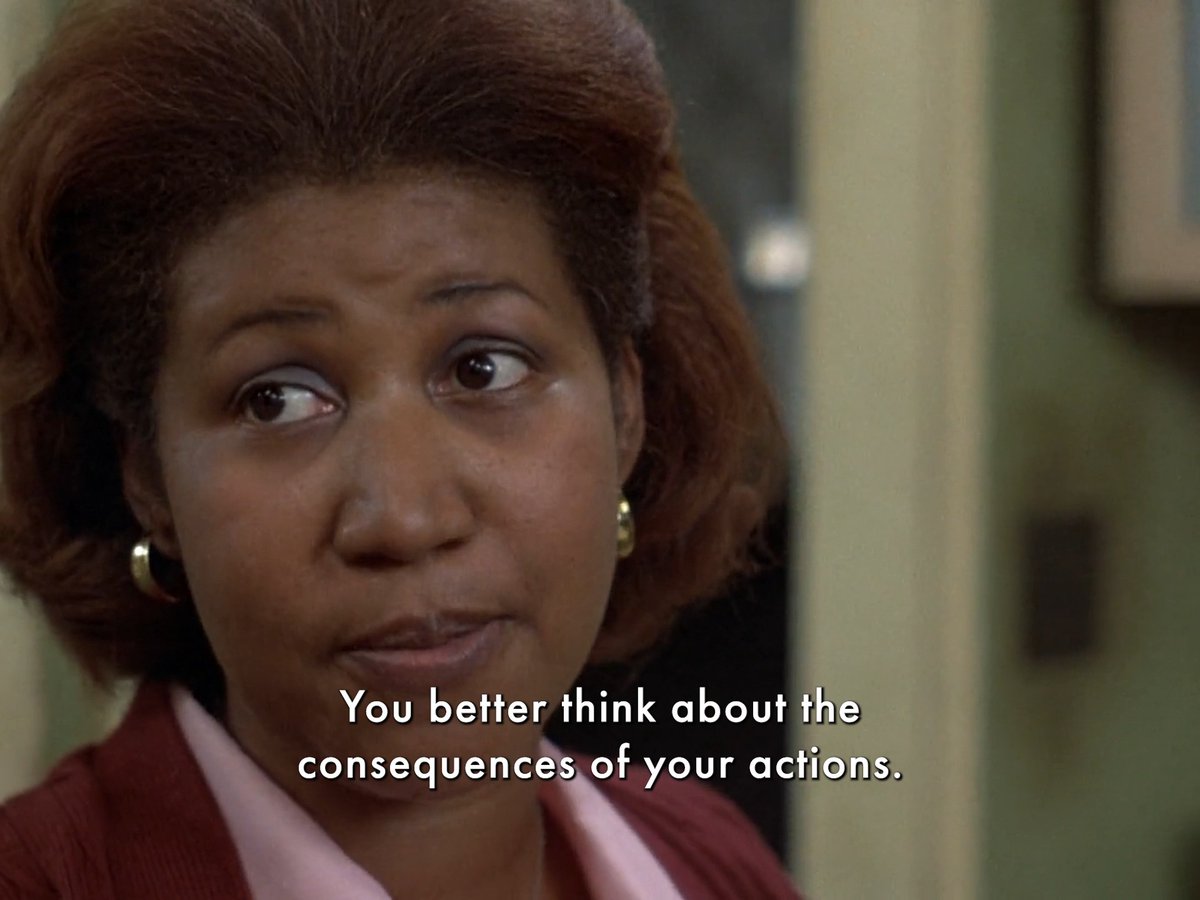 When the Queen of Soul tells you to think, you think. Film: THE BLUES BROTHERS (1980)