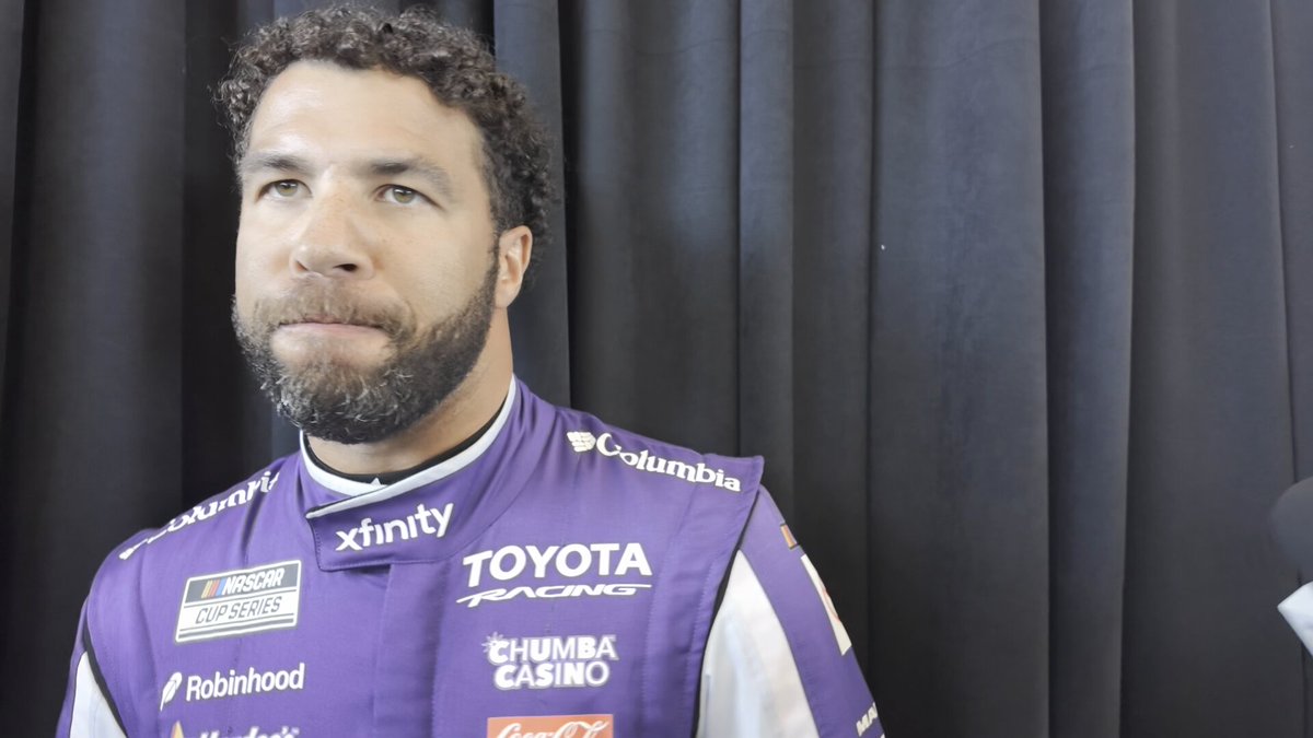 Bubba Wallace on why he was so excited at the end of practice yesterday (you might have seen the video of him pumping his fists in his car). And as he talks, he is interrupted when he finds something unexpected on his firesuit: FOX: NASCAR