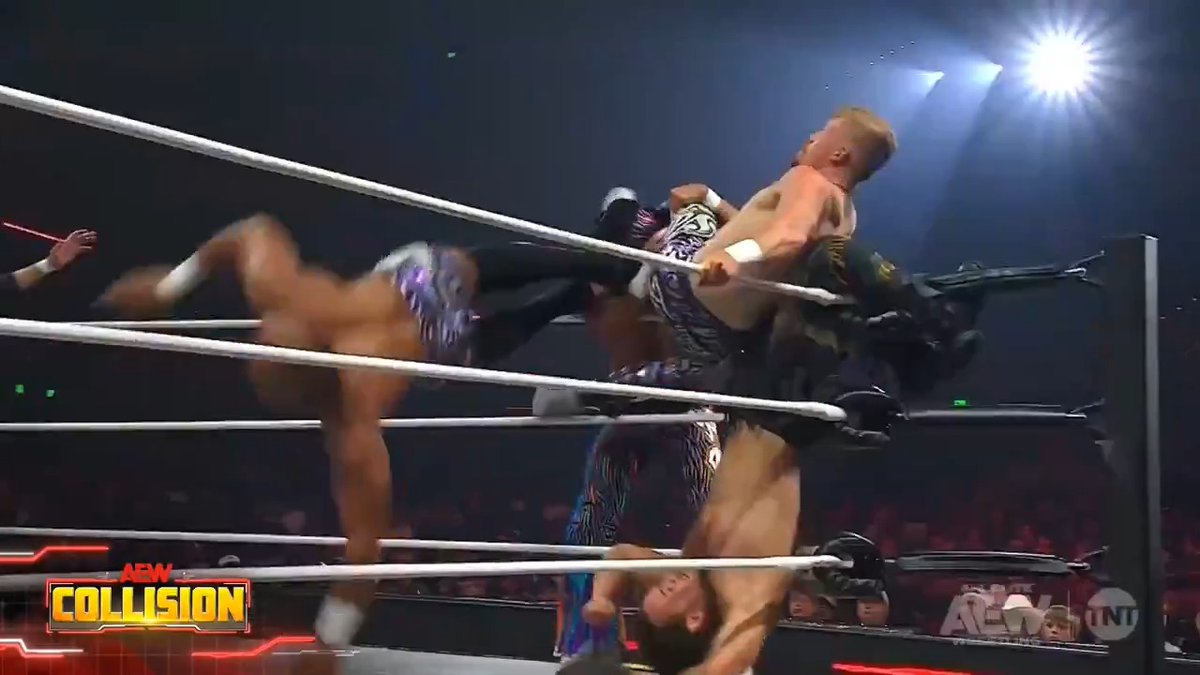 Innovative Trios offense from The Lethal Twist! Watch #AEWCollision on TNT & HBO Max