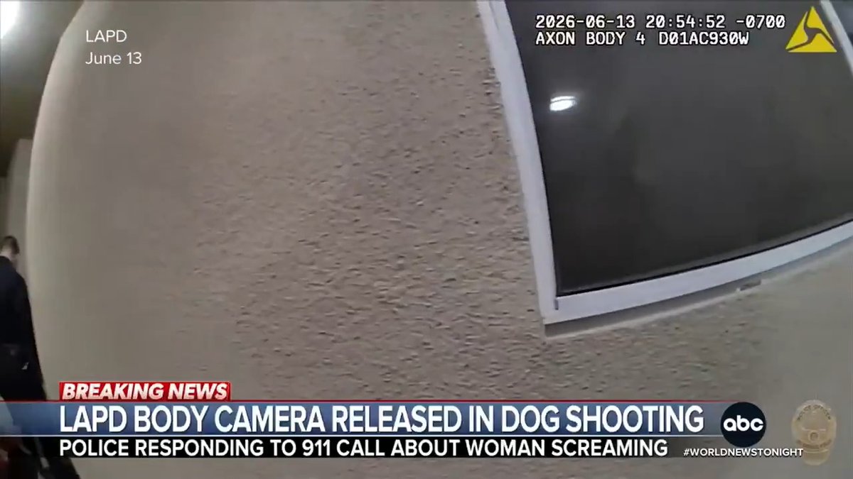 The LAPD releases graphic body camera footage of an officer fatally shooting a pet dog while responding to a 911 call about a woman screaming. Jaclyn Lee reports.