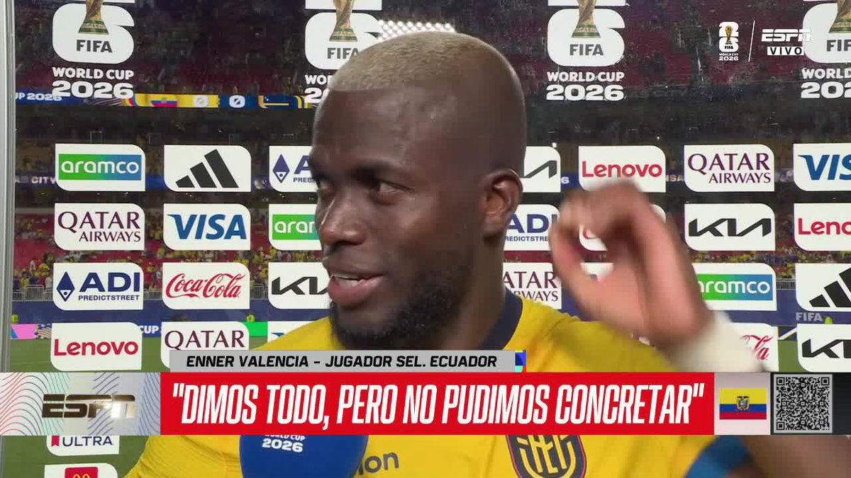 EL LAMENTO DE ENNER 🇪🇨 Valencia, delantero de Ecuador, habló luego del empate sin goles contra Curazao, en el que la Tri no logró romper el arco rival. ⚽ #ESPNMundial 📺 Mira los mejores partidos de la #FIFAWorldCup por ESPN, en el Plan Premium de #DisneyPlus