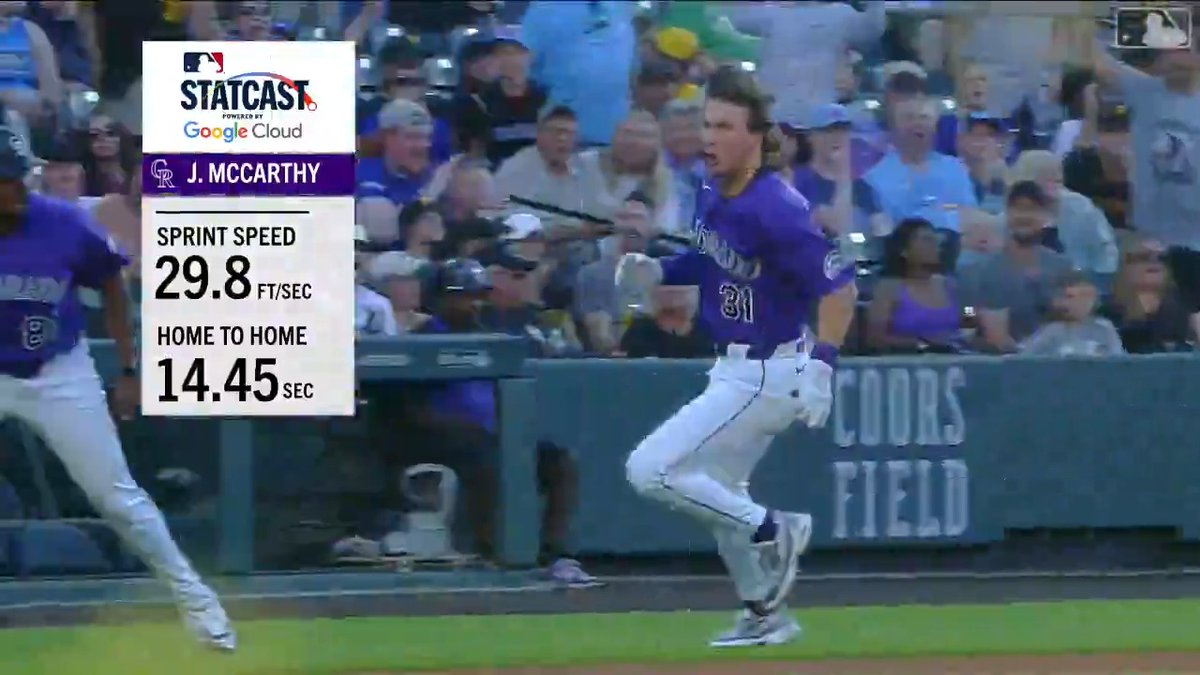 Leadoff inside-the-park home run! Jake McCarthy rounded the bases in 14.45 seconds 💨 (MLBStats x Google Cloud)