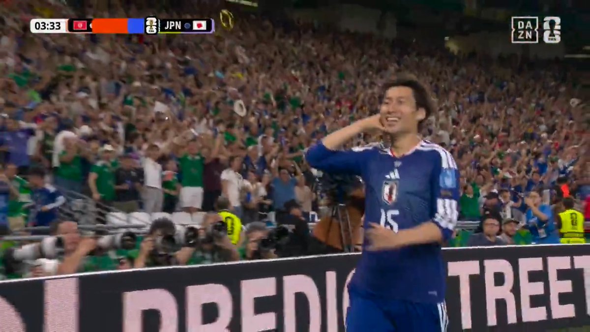 🏆️━━━━━━━━━━━━ FIFAワールドカップ グループF DAZNピックアップシーン ━━━━━━━━━━━━━⚽ 鎌田大地が2戦連発⚽️ 中村敬斗のクロスに合わせる 🆚チュニジア×日本 ⚽鎌田大地(日本)4分