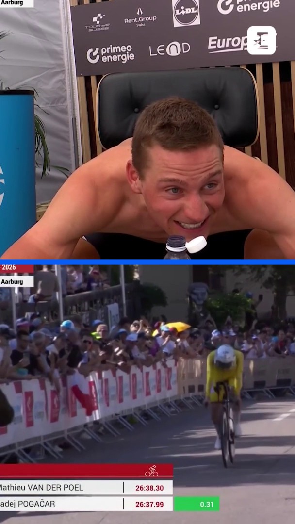 E voi come avreste reagito?? ๐คฏ Reazione molto composta per van der Poel che viene battuto da Pogi per 3 decimi โฑ๏ธ #Ciclismo #TourDeSuisse #Pogacar #VanDerPoel #Cycling