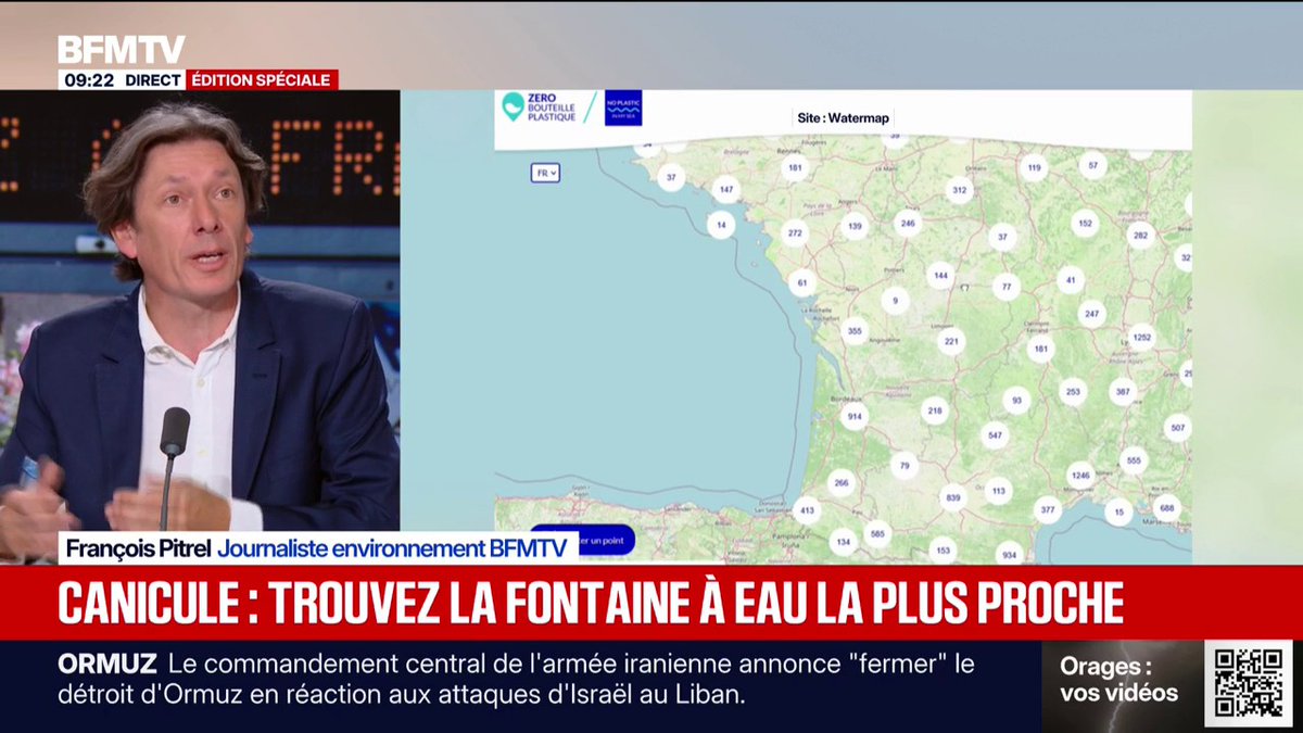 Canicule: ce site internet permet de trouver la fontaine à eau la plus proche de notre position