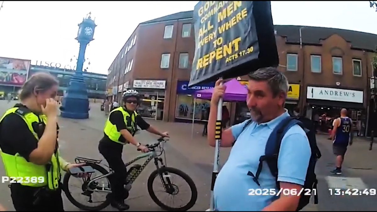 ONE YEAR AGO TODAY: Street preacher John Steele is arrested after asking about the Qur’an’s teaching on domestic violence While sharing the gospel in Rotherham town centre, John Steele saw a Muslim woman wearing a hijab who was manning a public awareness stall about domestic abuse. Aware of controversial verses in the Quran, John asked the woman how Islamic teachings could be reconciled with the stall’s message. He then shared how Christianity teaches men to love their wives in the same way that Jesus loves the Church. The whole conversation lasted about 30 seconds and was completely non-threatening. However, an hour later he was surrounded by four police officers demanding his personal details. He was then arrested. After Christian Concern and the Christian Legal Centre supported him, the Crown Prosecution Service eventually dropped the charges against him.