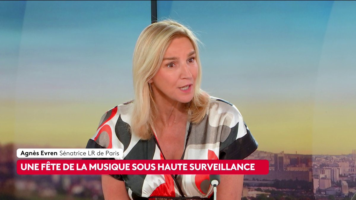 🔴 🗣 Fête de la musique : "Paris est la ville la plus mortelle en cas de canicule", assure Agnès Evren, sénatrice LR de Paris. "Il y a des mesures très strictes à prendre, notamment d'éviter l'alcool". #canal16