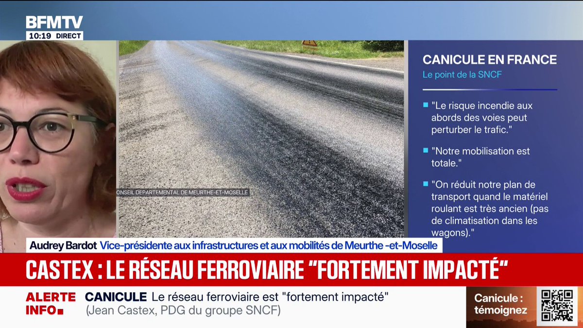 Canicule : "On a six kilomètres de routes qui, à cause des fortes températures, ont fondu", explique la vice-présidente aux infrastructures de Meurthe-et-Moselle