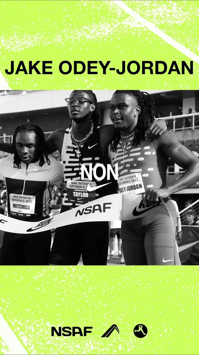 Jake Odey-Jordan 🇬🇧 running a PB & European U20 Record of 10.01s (1.3) over 100m at the Nike Outdoor Nationals! 2. Tate Taylor 🇺🇸 10.10 3. Dillon Mitchell 🇺🇸 10.23