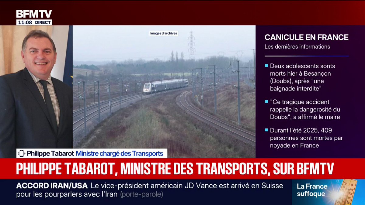 Canicule: "On a un réseau ferroviaire vieillissant", confie le ministre des Transports qui demande "un plan d'investissement massif" afin de pouvoir faire face aux fortes chaleurs
