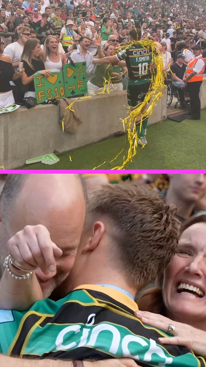 Some things never change ❤️ Fin Smith and his loved ones in 2024 and 2026 🏆 Same faces. Same love from Mum and Dad. Same unforgettable moments ✨💚