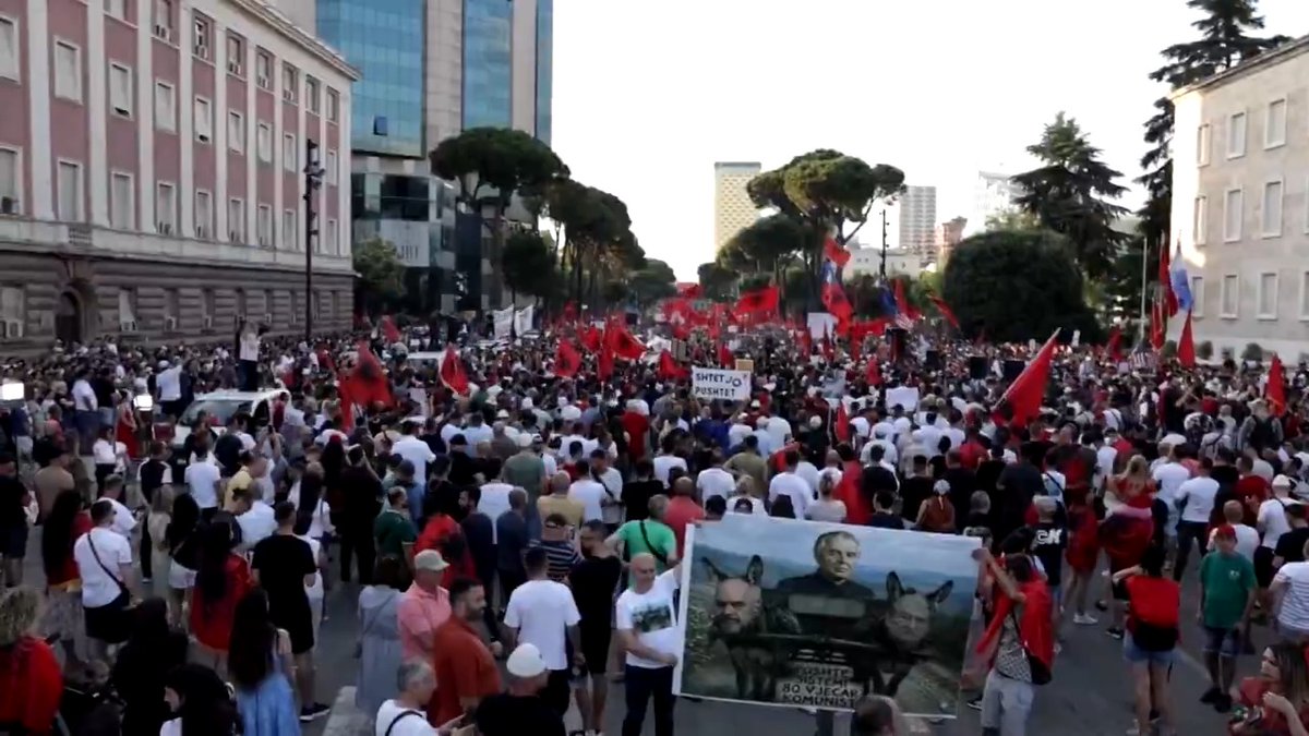 Thousands of protesters marched in Tirana to demand a change in Albania’s government and voice their opposition to the resort that Jared Kushner wants to build in a protected wetland area