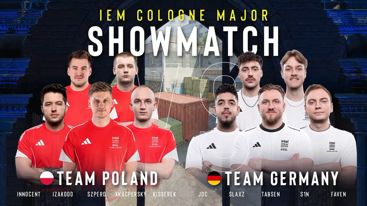 The time has come! 🙏 The #IEM Cologne Major Showmatch! Who will come out on top? 🇵🇱 or 🇩🇪 Team Poland Esports vs. Team Germany Esports