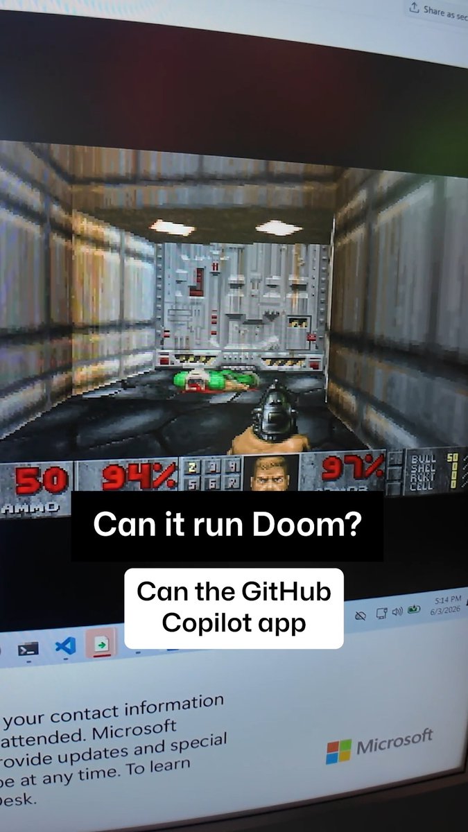 Will the GitHub Copilot app run Doom? 👀 Yes, yes it will.