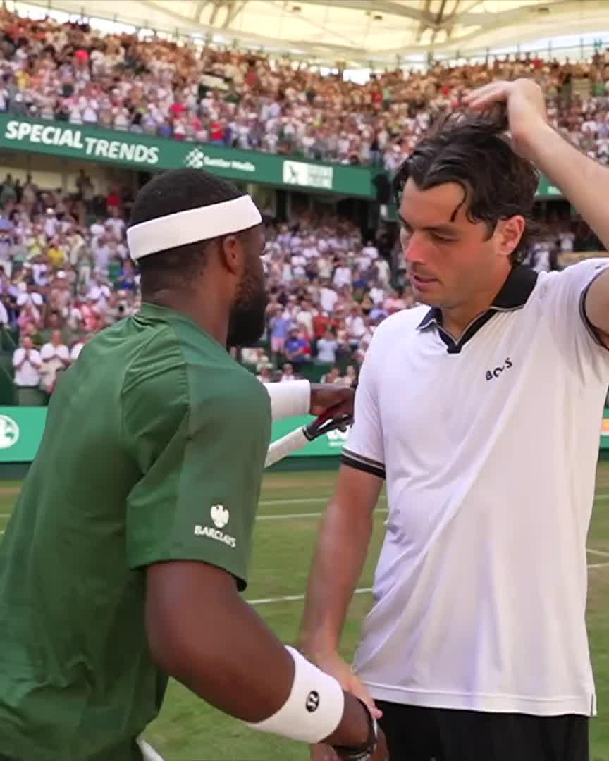 The winning moment 🙌 Frances Tiafoe becomes the first American to take the title in Halle 🇺🇸🌱 Frances Tiafoe #TW026