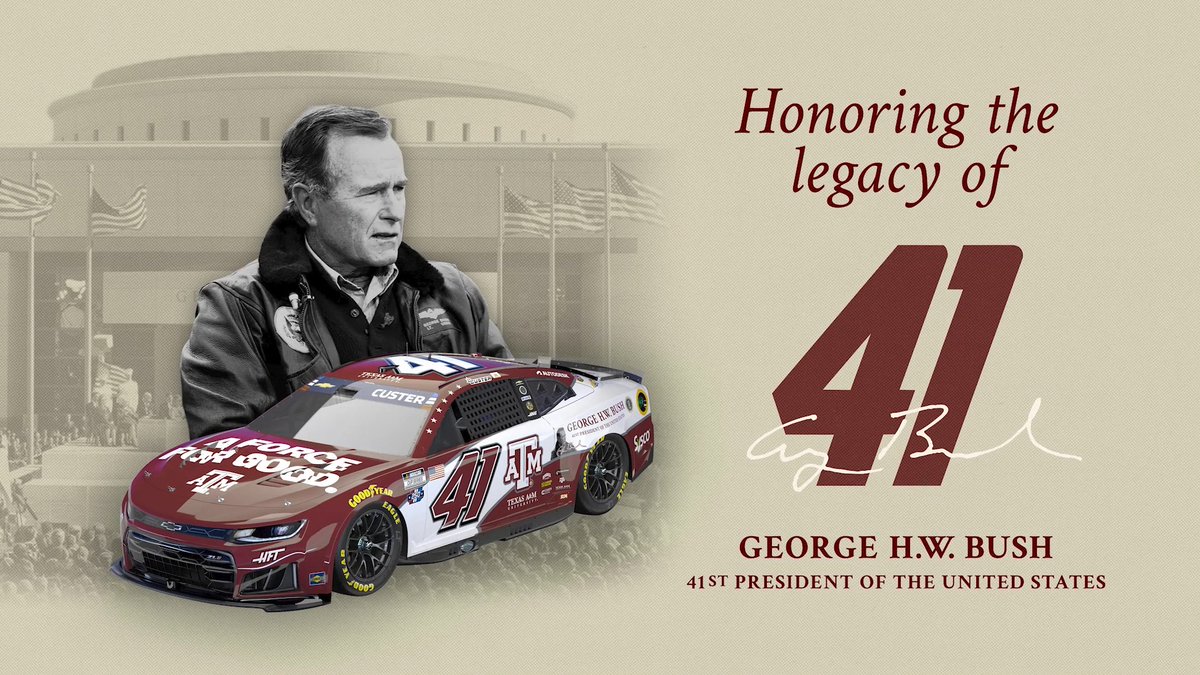 "I love the Aggie spirit, I like the academic excellence of the place, and I love every single day that I spend on the A&M campus. I'm proud to be part of this school. Proud to be an Aggie." – Former President George H.W. Bush Today at NASCAR's celebration of the U.S. Navy's 250th anniversary, Texas A&M honors the legacy of Former President George H.W. Bush, whose life of service continues to inspire generations of Aggies.