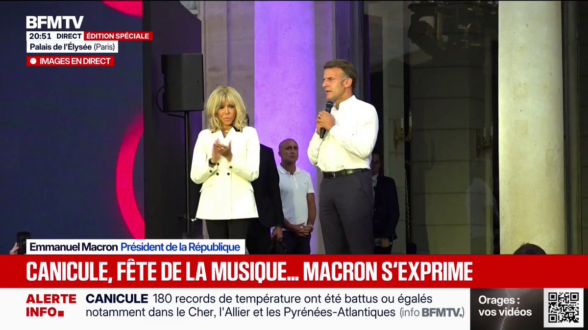 Canicule et Fête de la musique: "On va tous être très vigilants", déclare Emmanuel Macron