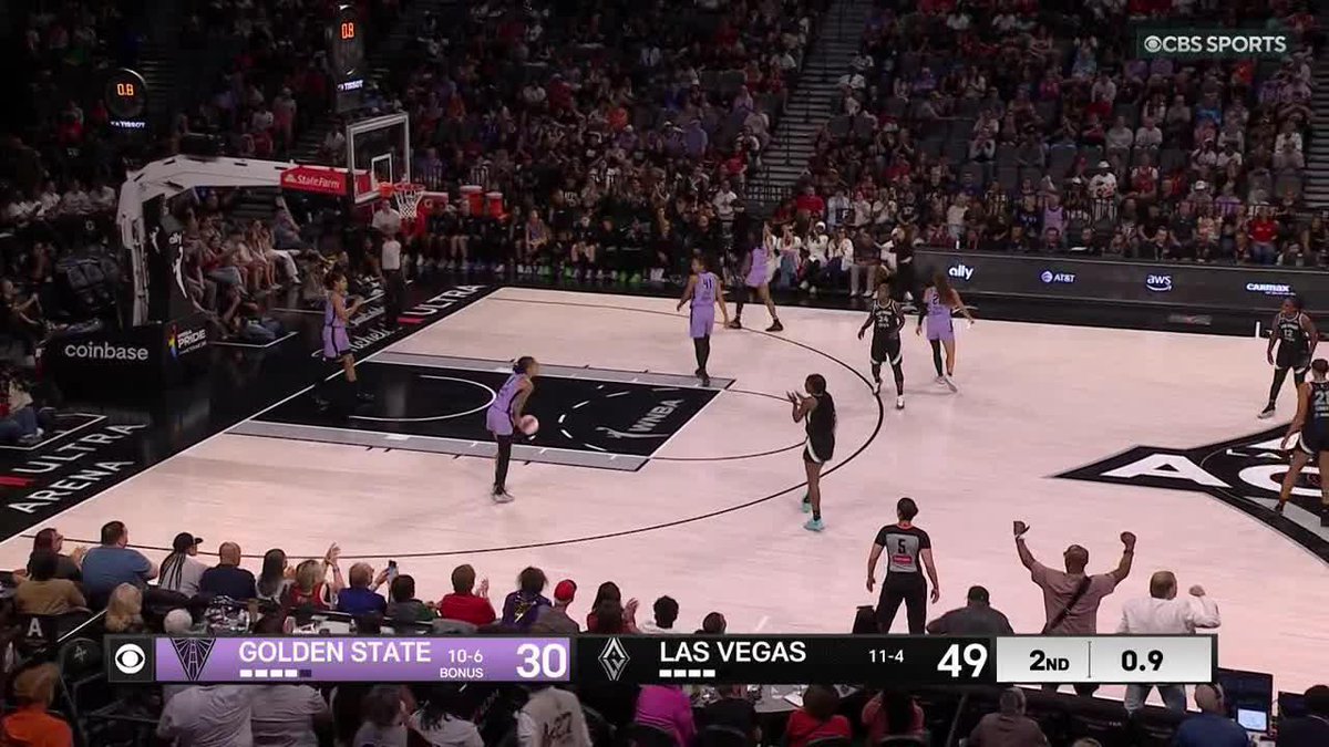 The Las Vegas Aces add a 3 at the end of the first-half to extend their lead