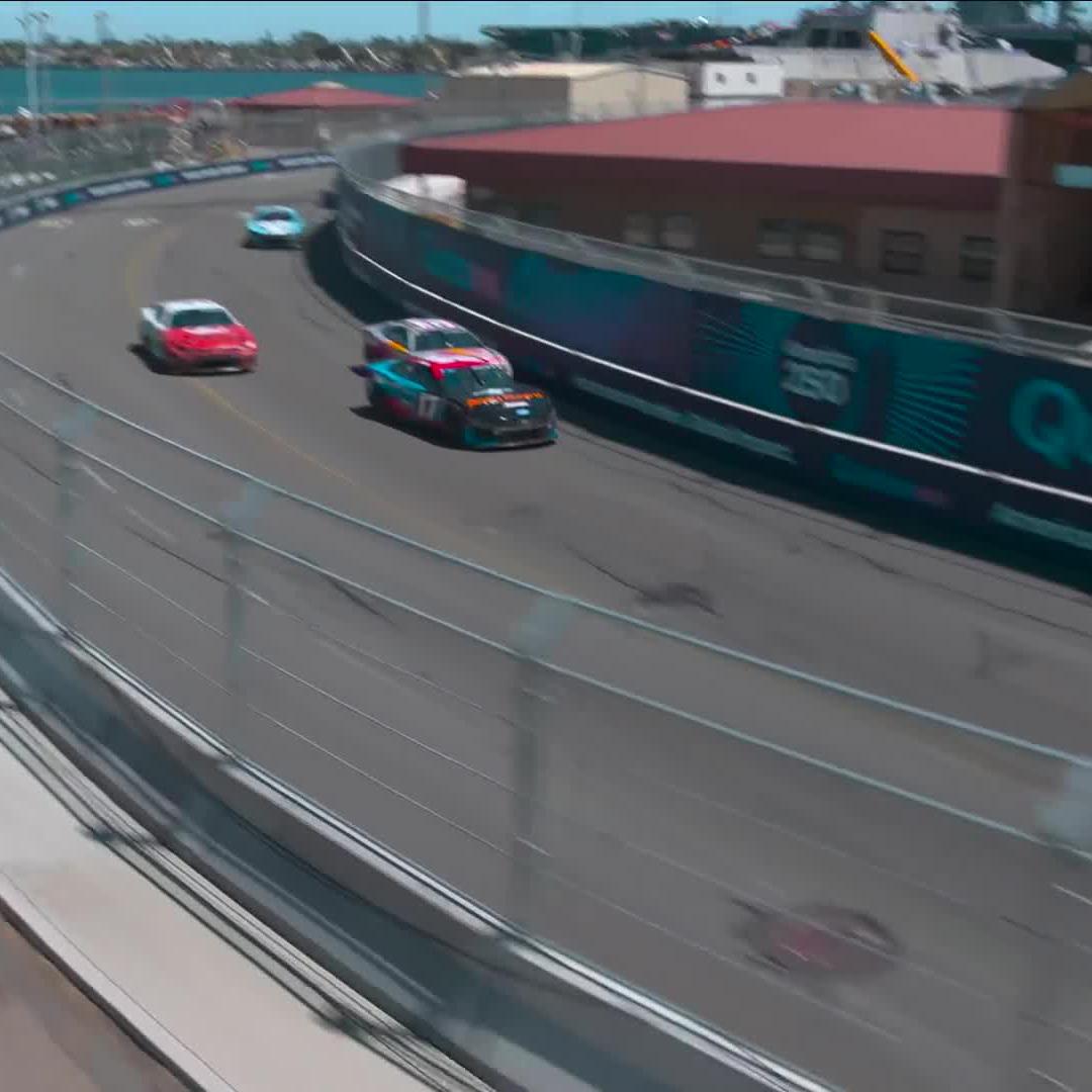 Buescher spins and blocks the track! HOW DID NOBODY WRECK?!