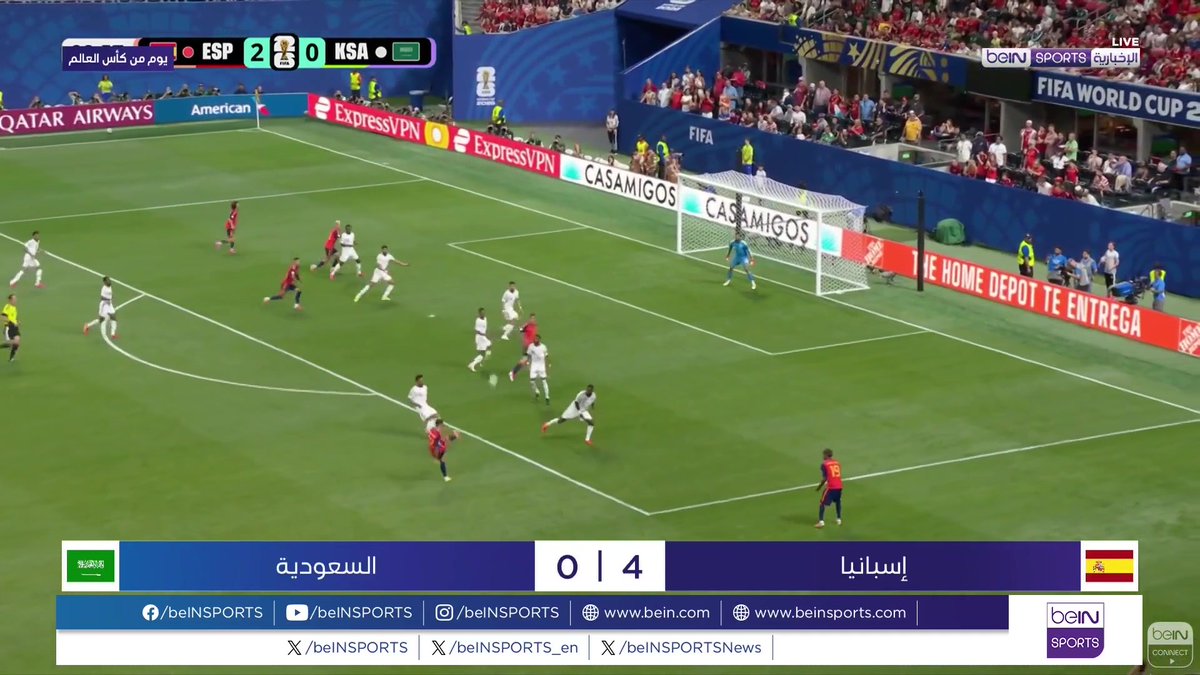 🟣🎥 #تقرير_خاص | تكبد المنتخب السعودي هزيمته الأولى في كأس العالم 2026 FIFA بخسارته أمام نظيره الإسباني برباعية. انتصار هو الأول للاروخا في المجموعة الثامنة 🎙️ تقرير | سندرا سامي @Sandrasami