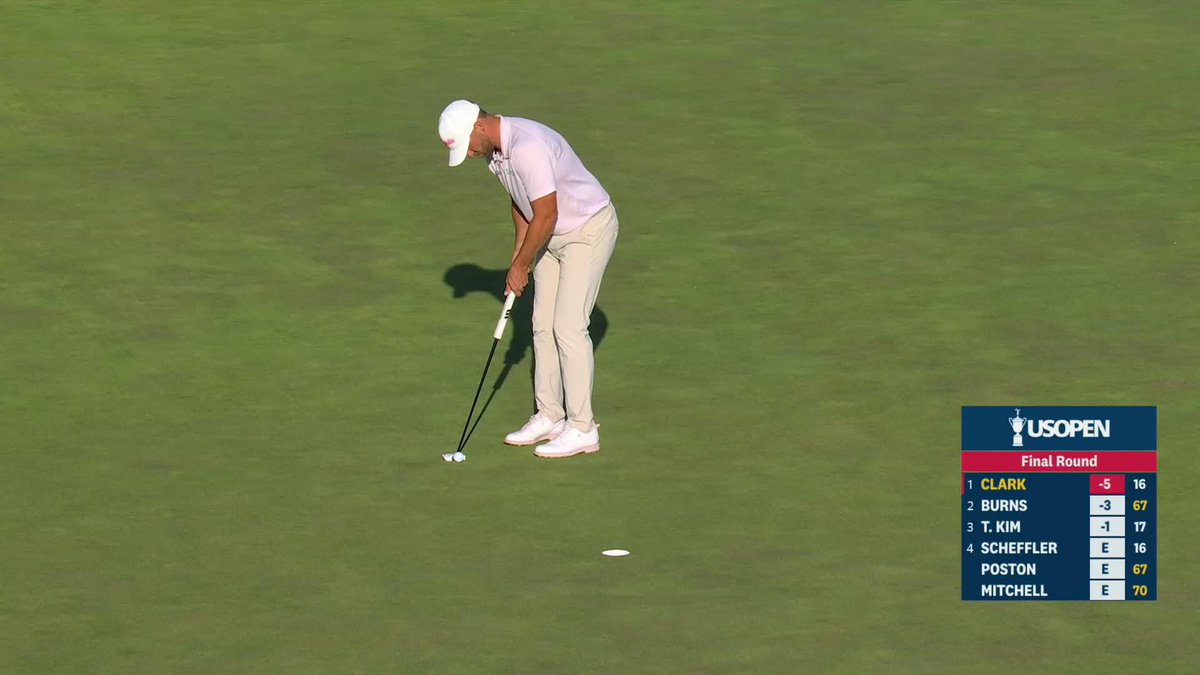 He missed it 😳 Wyndham Clark with a three-putt bogey on 17. Will take a 1-shot lead to the 18th tee.