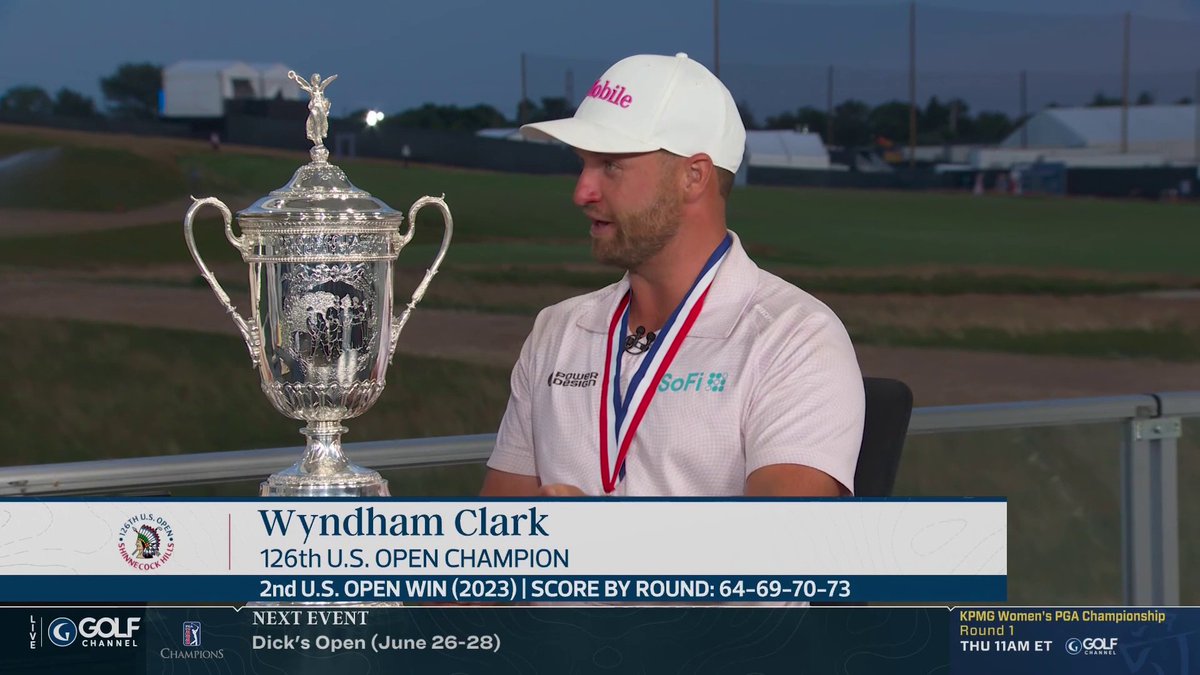 "I did it last week in Canada. It was great prep. I wore that USA hockey jersey and I stuffed it in there and made the putt to quiet the crowd." Wyndham talks about how he's been able to learn from previous experiences not being the fan favorite ⬇️