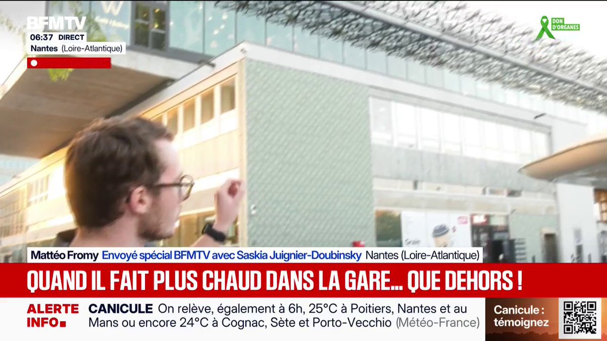 Jusqu'à 5°C de plus qu'en extérieur: la gare de Nantes se transforme en véritable fournaise lors des fortes chaleurs
