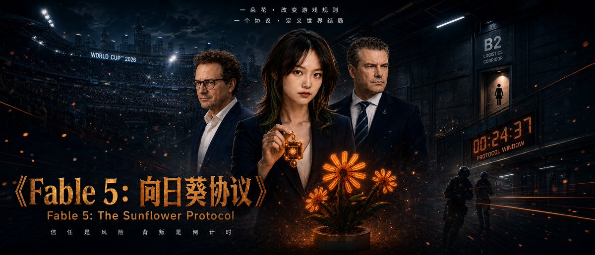 Fable 5发布后的24小时内,Anthropic CEO Dario突然失联,美国国防部长Pete亲自审讯。与此同时,在美国度假观看世界杯的 CuiMao收到一条来自Dario的神秘取件短信。一个验证码,一朵太阳花,一段即将自毁的录音,将揭开 Fable 5 被封杀背后真正的原因。