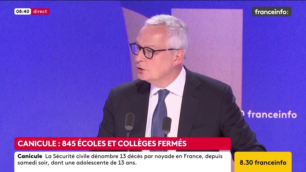 🔴 Canicule : la climatisation est-elle une solution viable ? ➡️ "Le pire des maux, c’est que nous ayons les plus fragiles de nos compatriotes qui risquent de mourir à cause du réchauffement climatique. Donc oui, je suis favorable à la climatisation", dit Bruno Le Maire