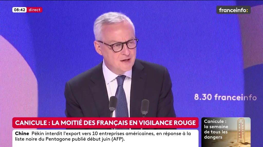 🔴 La France face à la canicule ➡️ "Ce qui devrait tous nous choquer, c’est qu’un pays aussi puissant économiquement que la France puisse être aussi déclassé face au réchauffement climatique. Ce déclassement est le fruit d’une idéologie de décroissance", dit Bruno Le Maire