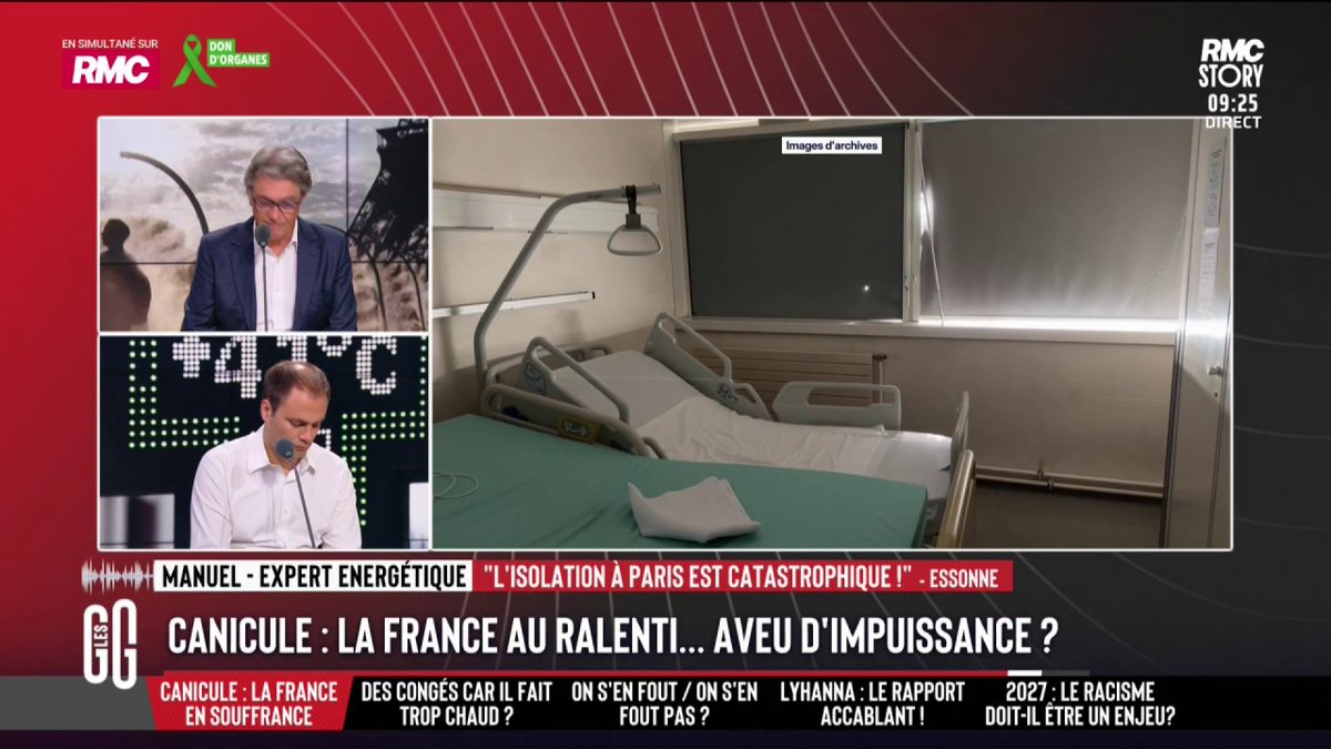 🥵 Canicule : "Il y a des solutions, mais le problème, c'est qu'il faut des appels d'offres publics." 📞 Manuel, expert énergétique : "4.500 morts, ce sont les décès liés à la canicule. Le problème, c'est qu'il y a trop de lobbies, quand on innove on est massacré." #GGRMC